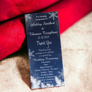 Elegantes Hochzeitsprogramm für Navy Blue Snowflak Programm
