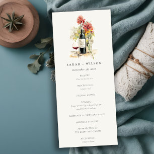 Elegantes Hochzeitsprogramm für Weintrauben Einladung