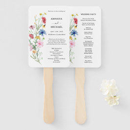 Elegantes Hochzeitsprogramm für Wildblumen Handfan Fächer
