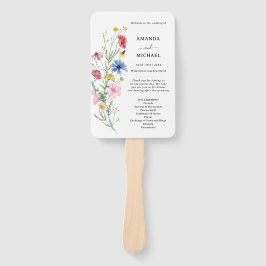 Elegantes Hochzeitsprogramm für Wildblumen Handfan Fächer