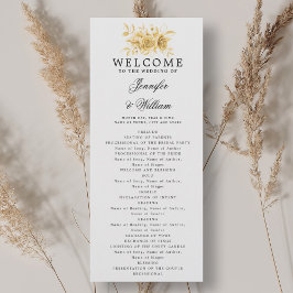 Elegantes Hochzeitsprogramm Gold Blumenschrift Einladung