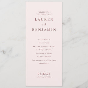 Elegantes Hochzeitsprogramm in Rosa Programm