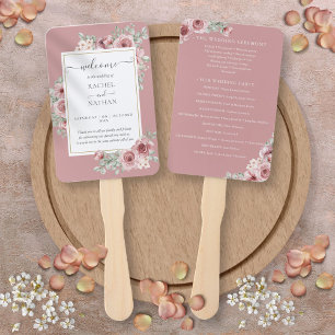 Elegantes Hochzeitsprogramm mit staubrosafarbenem Fächer