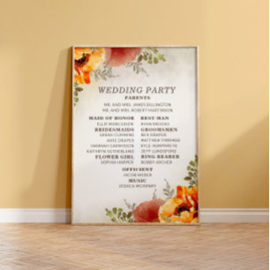 Elegantes Hochzeitsprogramm mit verbrannter Orange Poster