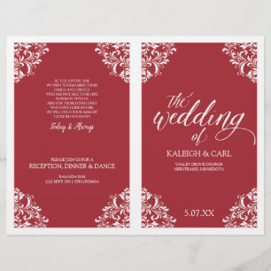 Elegantes Hochzeitsprogramm - Nadine (Rot)