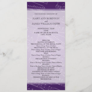 Elegantes Hochzeitsprogramm Noten Lila Programm
