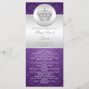 Elegantes Hochzeitsprogramm Royal Crown Lila Programm