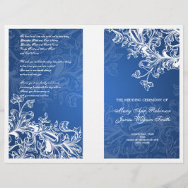 Elegantes Hochzeitsprogramm Vintage Wirbel Blau