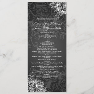 Elegantes Hochzeitsprogramm Vintage Wirbel Schwarz Programm