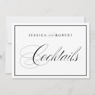 Elegantes Hochzeitsschild Cocktails Schwarzer Rand Einladung