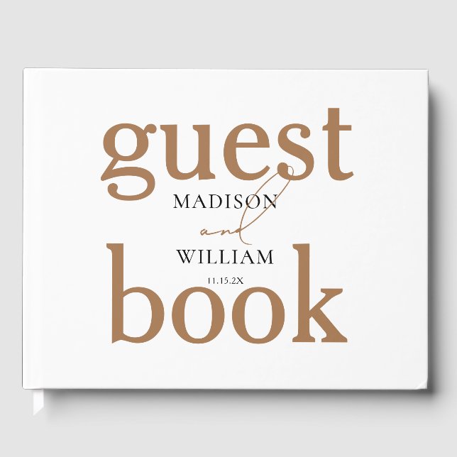 Elegantes Hochzeitsschwarz-Design mit Glitzer Mode Gästebuch (Vorderseite)