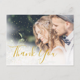 Elegantes Hochzeitssemble Foto Danke Gold Elegant Postkarte