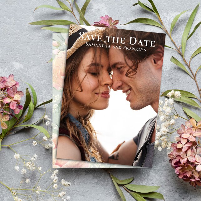 Elegantes Hochzeitssemble Foto Save The Date (Wedding save the date photo card. )