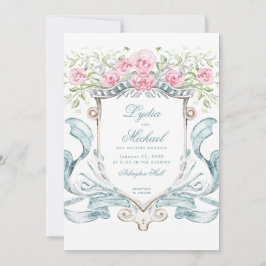 Elegantes Hochzeitssemble mit Rose | Monogramm Einladung