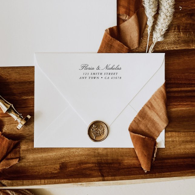 Elegantes Hochzeitsskript für Rücksendeadresse Rub Gummistempel (Von Creator hochgeladen)