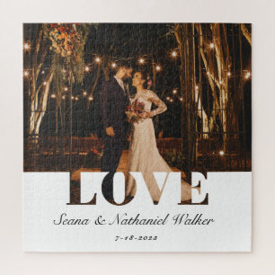 Elegantes Hochzeitsstichtum Foto Keepake Puzzle