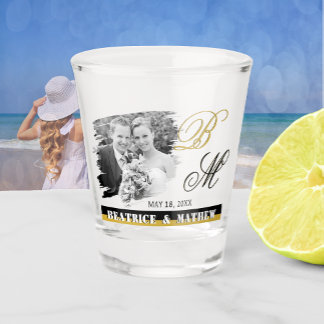 Elegantes Hochzeitsstift-Foto-Shotglas, Jubiläum Schnapsglas
