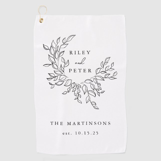 Elegantes Hochzeitsstift Personalisierter Name und Golfhandtuch (Vorderseite)