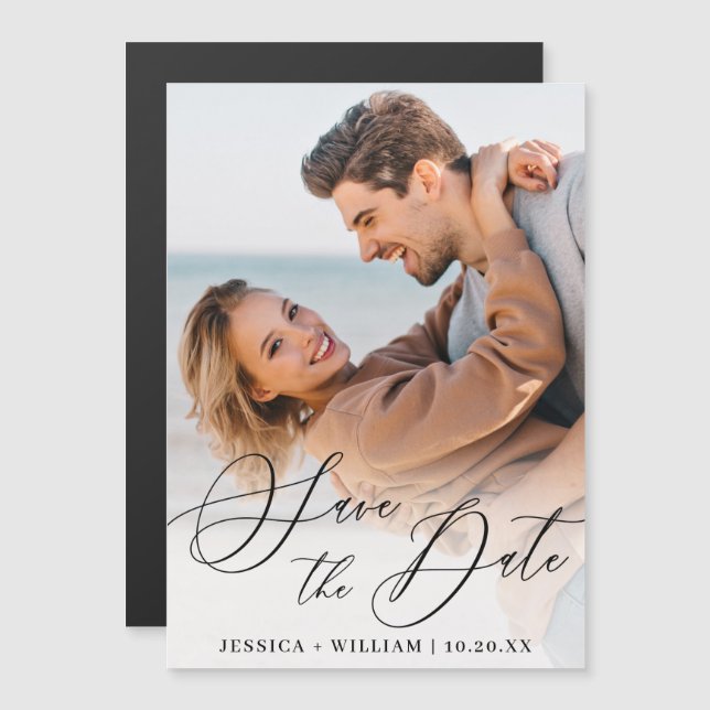 Elegantes Hochzeitsstift Save the Date Magnetkarte (Vorne/Hinten)