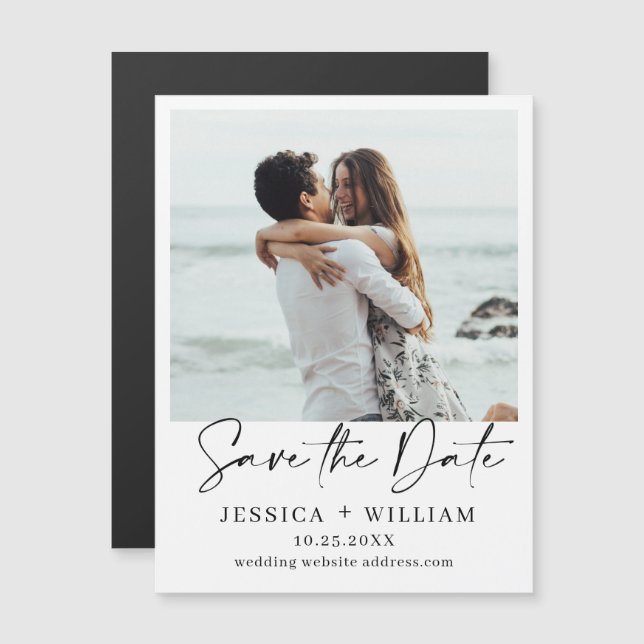 Elegantes Hochzeitsstift Save the Date Magnetkarte (Vorne/Hinten)