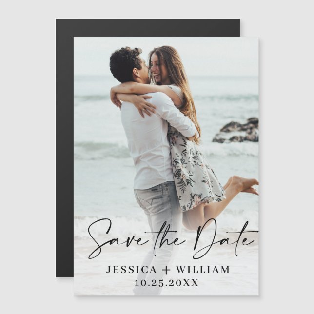 Elegantes Hochzeitsstift Save the Date Magnetkarte (Vorne/Hinten)