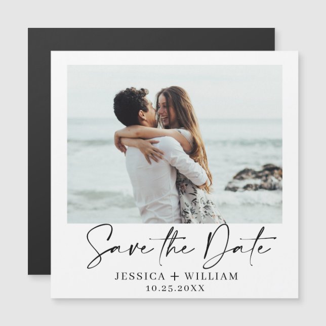 Elegantes Hochzeitsstift Save the Date Magnetkarte (Vorne/Hinten)