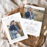 Elegantes Hochzeitsstil Save the Date Foto Minimal<br><div class="desc">Hochzeit Speichern Sie die Datumskarten,  die ein Foto auf der Vorder- und Rückseite haben. Die Save the Date-Karten enthalten eine moderne,  handgeschriebene,  kursive Schriftzeichen-Typografie,  die elegant,  einfach und modern nach einem einfachen Hochzeitstag-Fest zu verwenden sind.</div>
