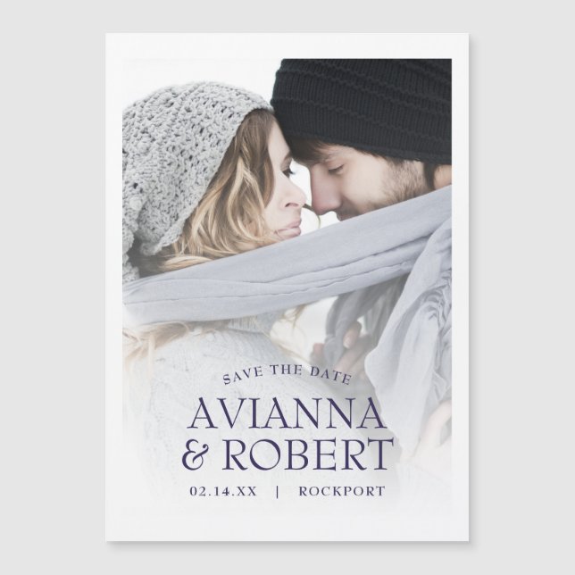 Elegantes Hochzeitsstil Save the Date Magneteinladung (Vorderseite)