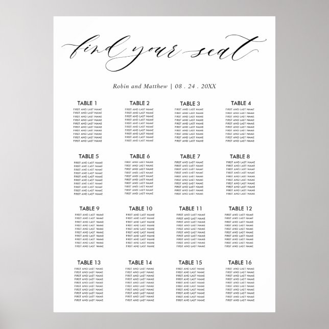 Elegantes Hochzeitssymbol für den Empfang Poster (Vorne)