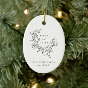 Elegantes Hochzeitsszenario-Wappen Personalisiert  Keramik Ornament