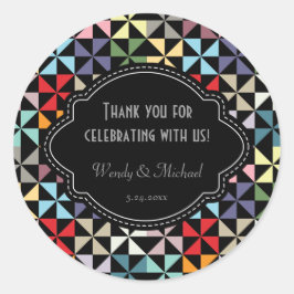 Elegantes Hochzeitstil Schwarzes Rad Muster Runder Aufkleber