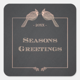 Elegantes Holiday Imitate Rose Gold Kardinäle Quadratischer Aufkleber