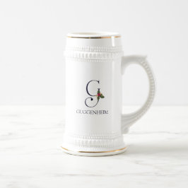 Elegantes Holiday Monogramm Initial G Personalisie Bierglas