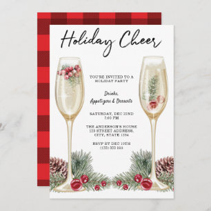 Elegantes Holiday Party Champagne Glass Einladung