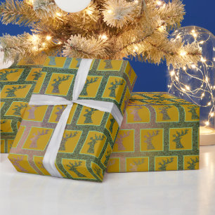 Elegantes Holiday Rentier Head Hoch über der Leven Geschenkpapier