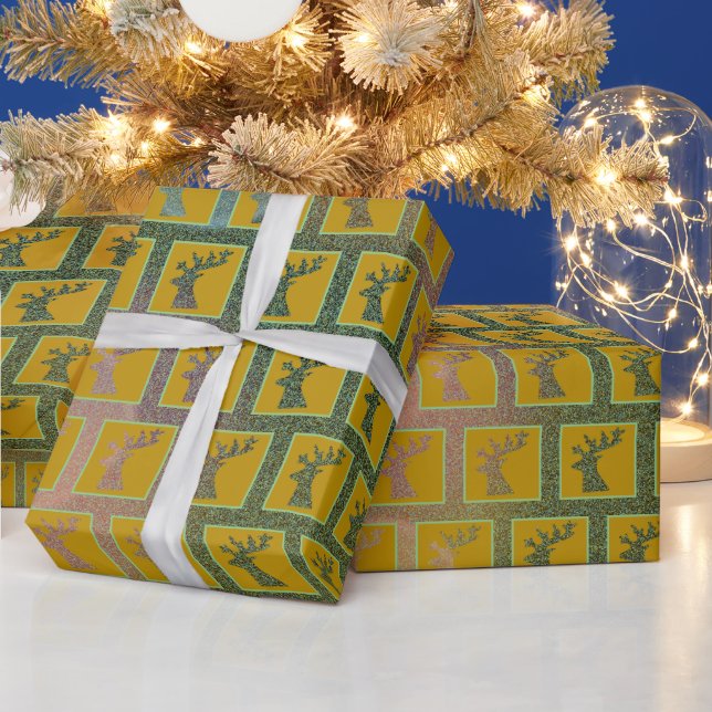 Elegantes Holiday Rentier Head Hoch über der Leven Geschenkpapier (Feiertage)