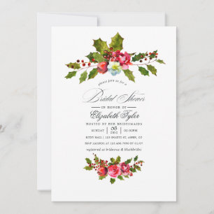 Elegantes Holly and Ivy Christmas Brautparty Einladung