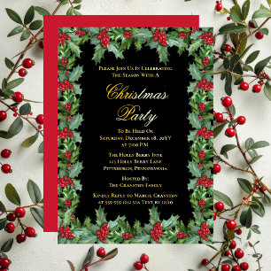 Elegantes Holly und Berries Rahmen Weihnachtsfest  Folien Feiertagskarte