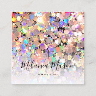 Elegantes holografisches Glitter-Make-up-Artist Sc Quadratische Visitenkarte