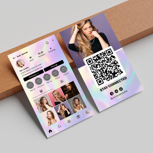 Elegantes holografisches Instagram-Profil für Hair Visitenkarte