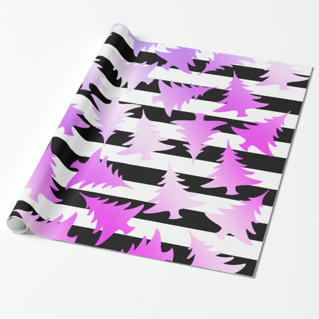 Elegantes holografisches Weihnachtsbaummuster Geschenkpapier (Ungerollt)