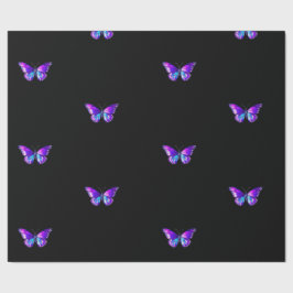 Elegantes Holographic Butterfly Wrapping Paper Bla Geschenkpapier