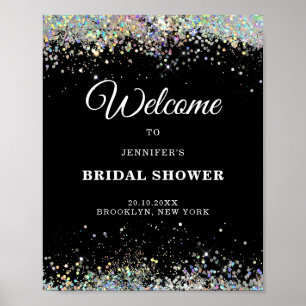Elegantes Holographic Glitzer BRAUTPARTY Black Poster