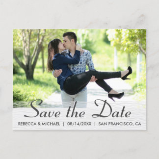 Elegantes Holzkörner-Foto Save the Date Postkarte