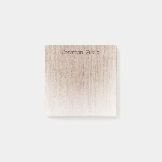 Elegantes Holzlook bedrückte Textvorlage Moderne Post-it Klebezettel (Vorderseite)