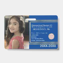Elegantes Homeschooling School ID Blue Gold Logo Ausweis