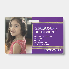 Elegantes Homeschooling School ID Lila Gold Abzeic Ausweis