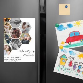 Elegantes Honeycomb-Foto Hochzeit speichern Sie da Magneteinladung