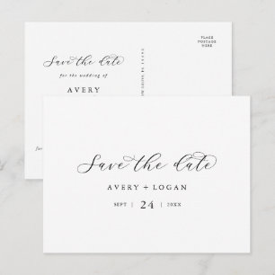 Elegantes, horizontales Skript Save the Date Postk Einladungspostkarte