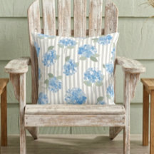 Elegantes Hortensienmuster Blaue Streifen Grau